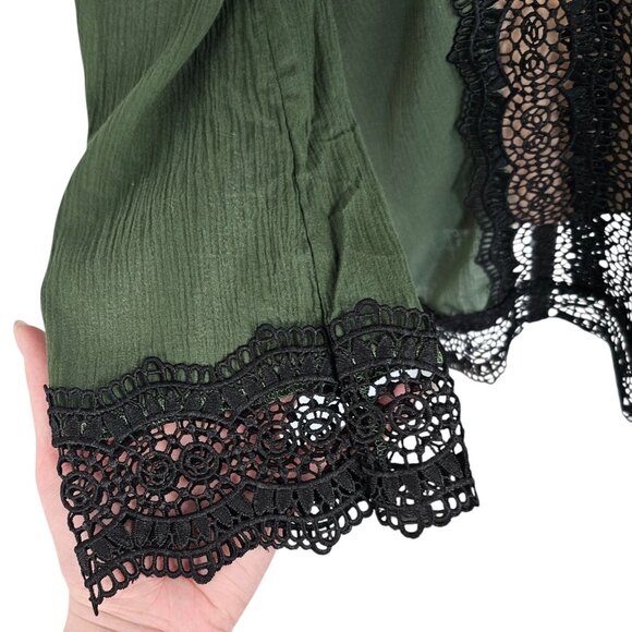 Dixxon NWT Green Black Lace Detail Beach Coverup Layering Sz S/M - Picture 5 of 12